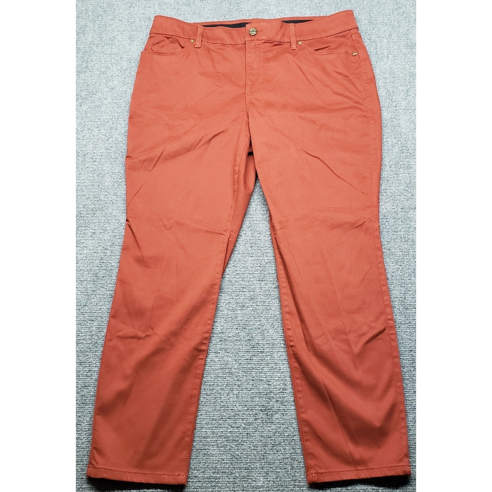 Chicos Chino Pants Womens 2.5P Petite Orange Comfort Stretch Straight Leg